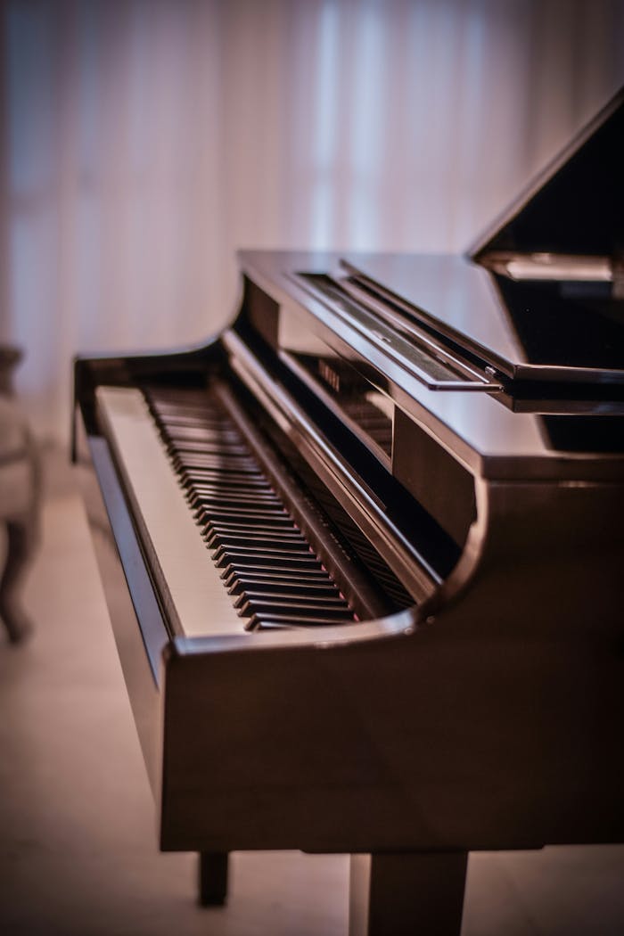 services-img A close-up of a grand piano keyboard in soft ambient lighting, indoors.
